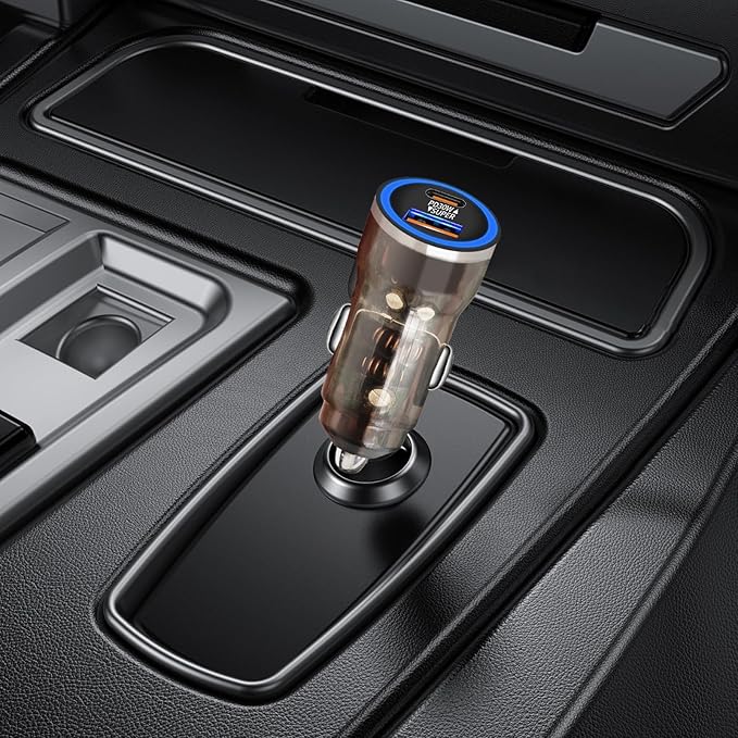 PD 30W Vehicle Charger - Fast Charging 2-Port Auto Adapter | USB + Type-C Car Outlet for Smartphones, Tablets, Driving Recorders, Game Controllers, and Other Devices
