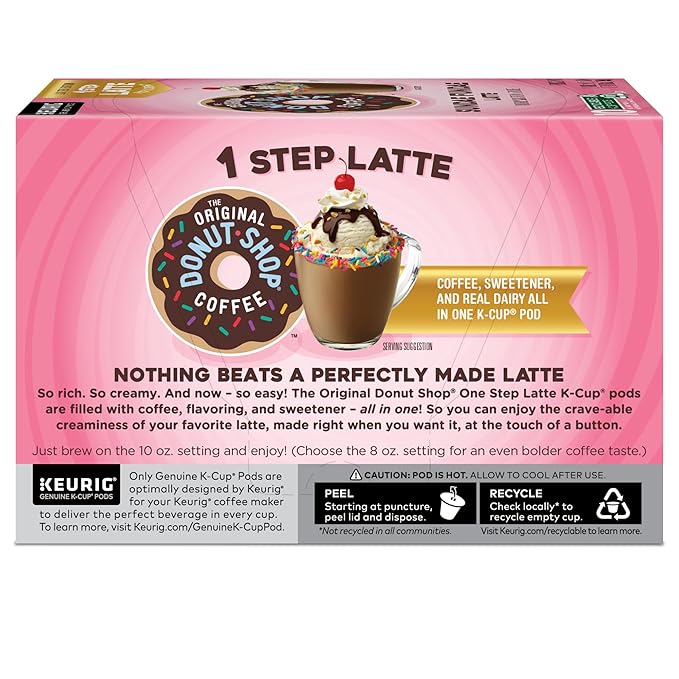 The Original Donut Shop Sundae Fundae One-Step Latte, Keurig Single Serve K-Cup Pods, 60 Count (6 Packs of 10)