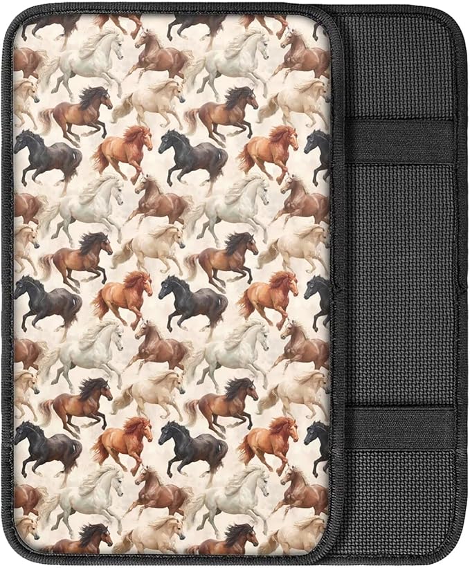 Mintutlipy Prairie Horse Print Car Armrest Cushion Cover Car Interior Accessories Car Center Console Pad Universal Fit Center Console Protector