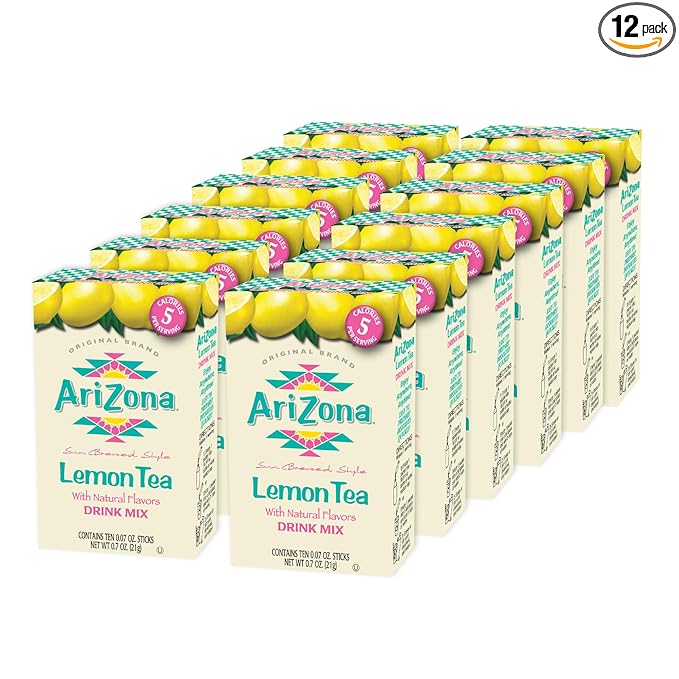 AriZona Lemon Tea - On-the-Go Powdered Drink Mix, 0.07oz 120 Count - 10ct Boxes (Pack of 12)