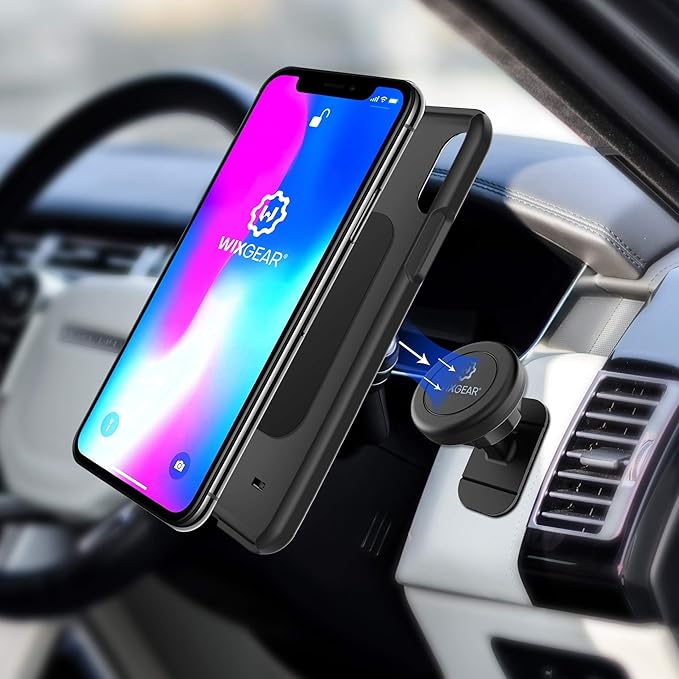 WixGear Magnetic Mount, Stick-On Dashboard Magnetic Car Mount Holder, for Cell Phones and Mini Tablets with Fast Swift-snap Technology, Magnetic Cell Phone Mount