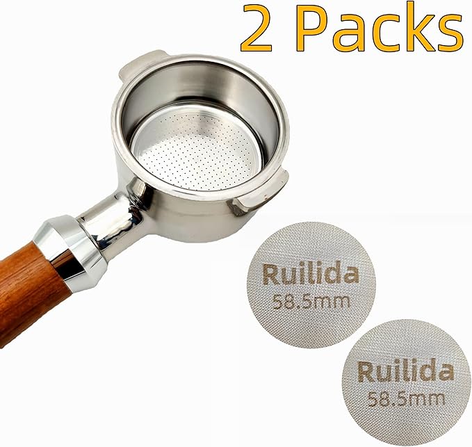 2 Packs Espresso Puck Screen 58.5mm, Reusable 1.7mm Thickness 150μm 316 Stainless Steel Professional Barista Coffee Filter Mesh Plate for Espresso Portafilter Filter Basket (58mm-58.5mm)