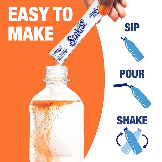 Sunkist Soda Variety Pack, Singles To Go Orange, Strawberry, Grape and Peach (20 Total Sticks)