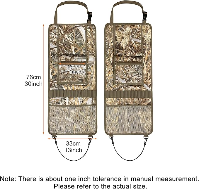 MYDAYS 2 Pack Seat Back Gun Rack, Camo Front Seat Gun Organizer with Bullet Pocket Vehicle Gun Holder for Hunting Rifles/Shotguns