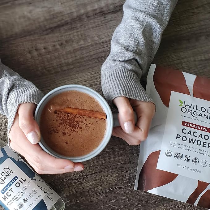 Wildly Organic Fermented Cacao Powder 16 Oz, 1 lb Bag - Organic, Non-Alkalized, Minimally Processed, High in Antioxidants, Raw, Fair Trade, Non-GMO, Kosher, Vegan, Premium Rich Chocolate Flavor - Perfect for Skin, Hair, Smoothies, Yogurt, Oatmeal, Baki...