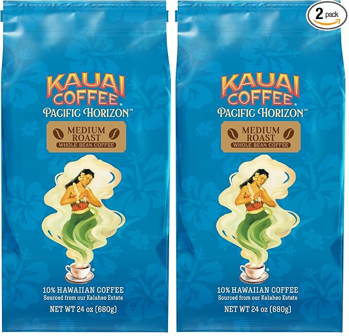Kauai Coffee Koloa Estate Medium Roast - Whole Bean Coffee,24 oz. Package,(Pack of 2)