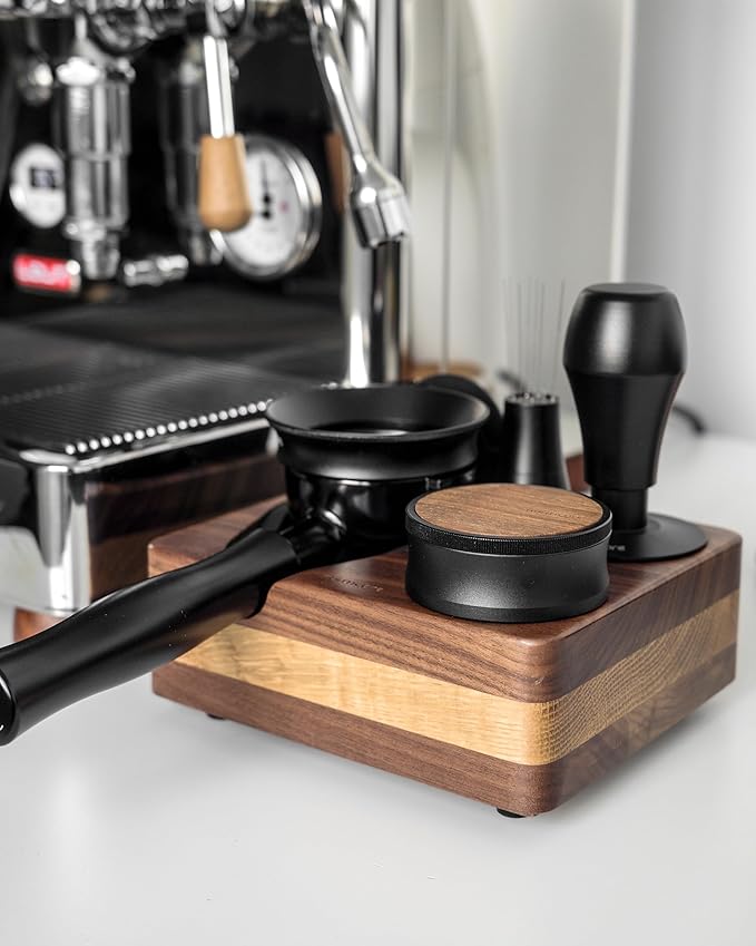 Normcore Tamping Station, Natural Walnut Espresso Tamping Mat, Wooden Compact Coffee Tool Organizer for 58mm Portafilter, Tamper, Distributor, Puck Screen and Portafilter, Genuine American Walnut Wood