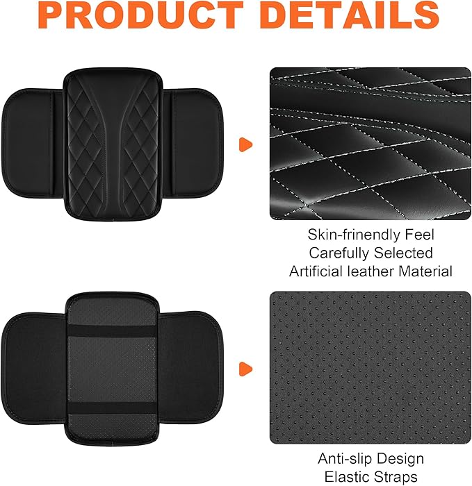 Center Console Cover Fit for Chevrolet/Chevy Sonic Waterproof Armrest Cover with Soft Leather,Anti-Scratch Auto Armrest Pad Accessory （Black