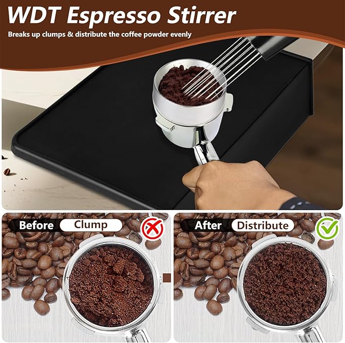 Espresso Accessories,6 PCS Espresso Machine Accessories Kit,Coffee Tamper Tools Set with Espresso Tamper,Coffee Tamping Mat,WDT Distribution Tool,Knock Box,Dosing Funnel and Puck Screen(58mm)
