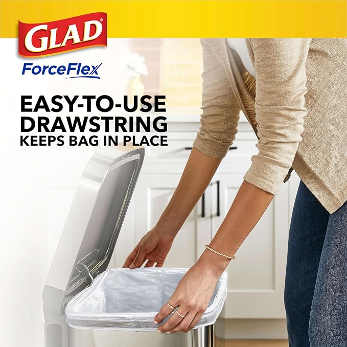 Glad ForceFlex Tall Kitchen Drawstring Trash Bags, 13 Gal, Fragrance Free (Package May Vary) (Pack of 240)