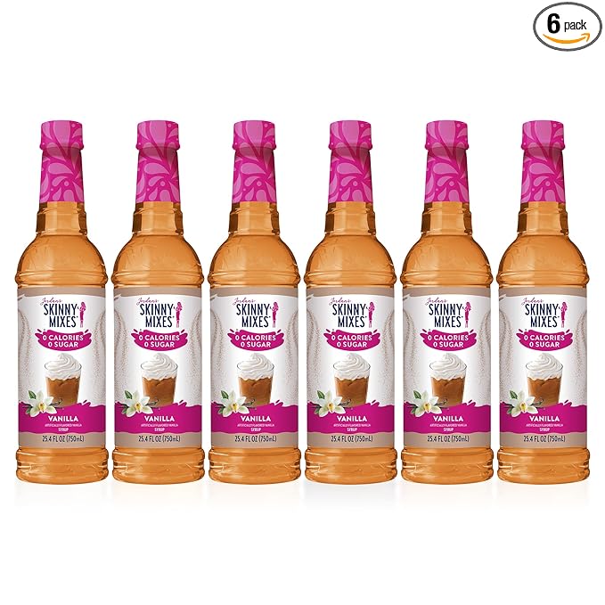 Jordan's Skinny Syrups Sugar Free Coffee Syrup, Vanilla Flavor Drink Mix, Zero Calorie Flavoring for Chai Latte, Protein Shake, Food and More, Gluten Free, Keto Friendly, 25.4 Fl Oz, 1 Pack