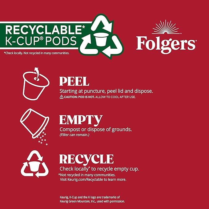 Folgers Toasty Hazelnut Artificially Flavored Coffee, Keurig K-Cup Pods, 10 Count Box