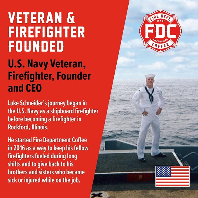 Fire Department Coffee - Gives Back to Firefighters - Bold & Smooth Shellback Espresso Ground Coffee - Roasted in the USA - Veteran Owned - 12 oz
