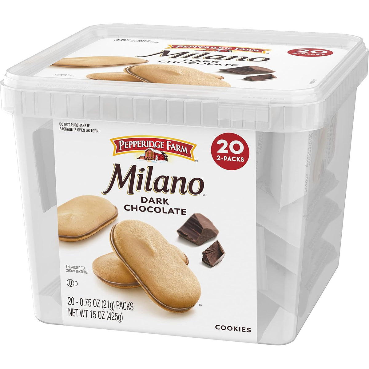 Pepperidge Farm Milano Dark Chocolate Cookies, multipack of 20 0.75-oz. packs, 2 cookies per pack