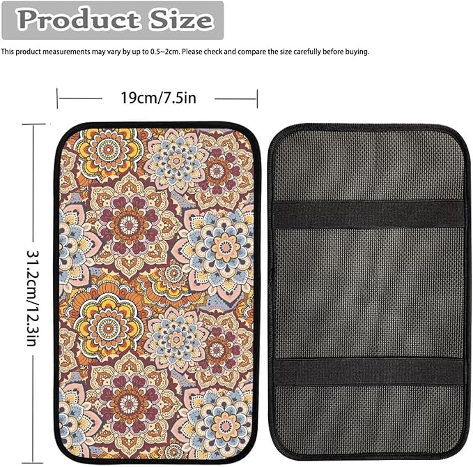 Art Mandala Armrest Cover Car Easy to Install Car Center Console Cushion Pad Universal Cars Interior Accessories Cars Arm Rest Cover Fashion Auto Interior