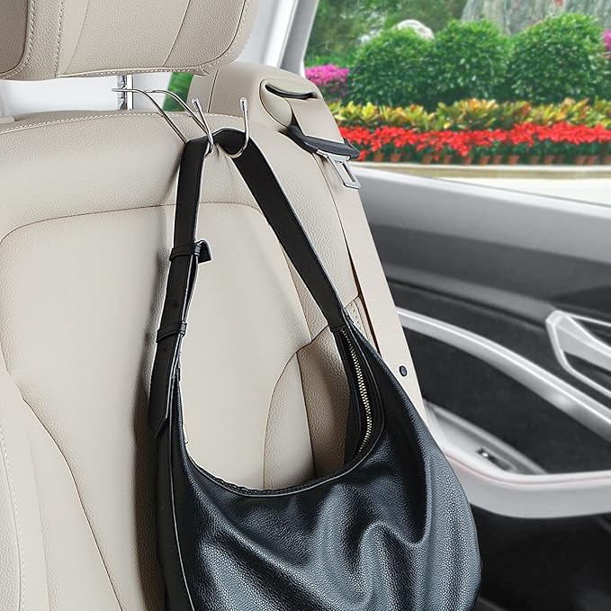 4-Pack Car Hooks Headrest Hook, Bling Car Hangers Universal Backseat Hanger Storage for Purse Hooks Bag Handbag Groceries