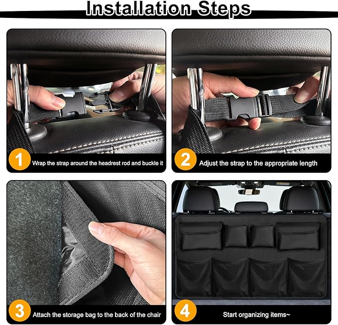 Car Trunk Organizer, Car Storage Bag with 8 Pockets, Car Organizers and Storage, Large Capacity Backseat Hanging Organizer for Car, SUV, Truck, MPV