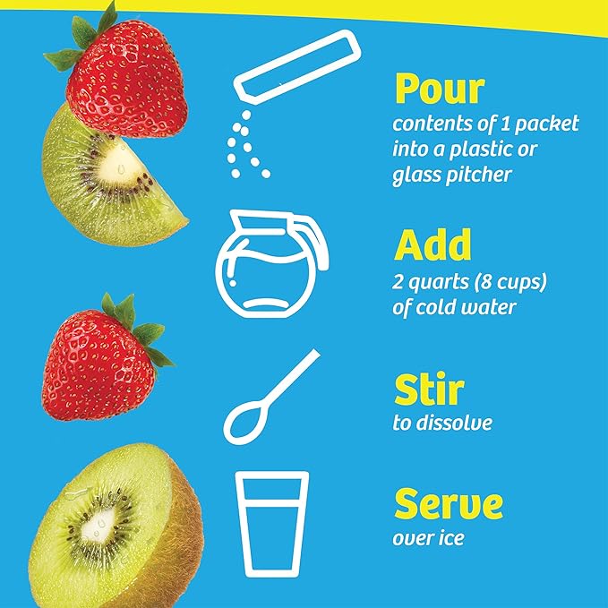 Wyler's Light Pitcher Packs, Water Drink Mix,Kiwi Strawberry,6 Pitcher Packets (Pack of 2)