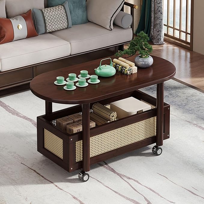 Small Coffee Bar Cart with Storage, Coffee Table Station Organizer, 2-Tier End Table for Home Buffets & Sideboards, Office Station for Kitchen, Entryway, Living Room(60x58cm(23.6x22.8))