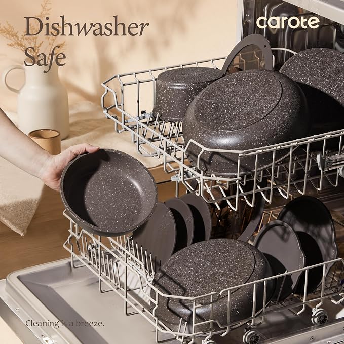 CAROTE 27-Piece Pots and Pans Set Non Stick with Detachable Handle, Nonstick Cookware Sets, Kitchen Cooking Set - Camping Cookware, Dishwasher & Oven Safe, Induction Compatible