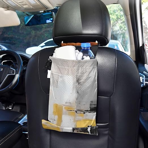 ALAZA Hanging Car Trash Bags Garbage Bag Trash Can for Back Seat Small Abstract Art Washable Storage Bag Retractable 2 Pack