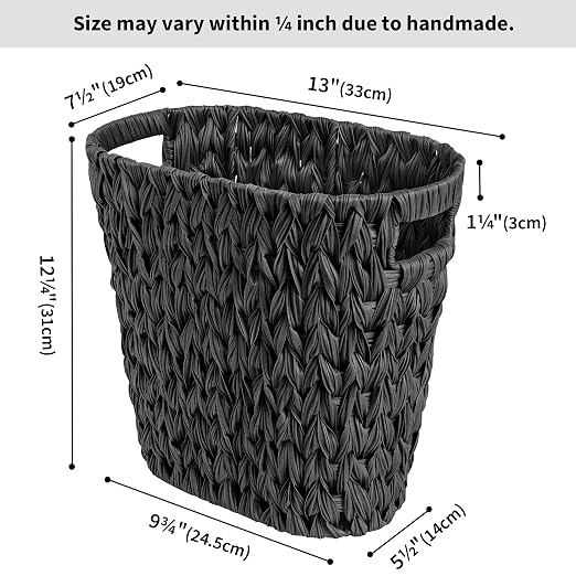 GRANNY SAYS Wicker Waste Basket, Waterproof Bathroom Trash Can, Decorative Boho Waste Baskets with Handles, Waste Basket for Bedroom, Office, 15 Liters/4 Gallons