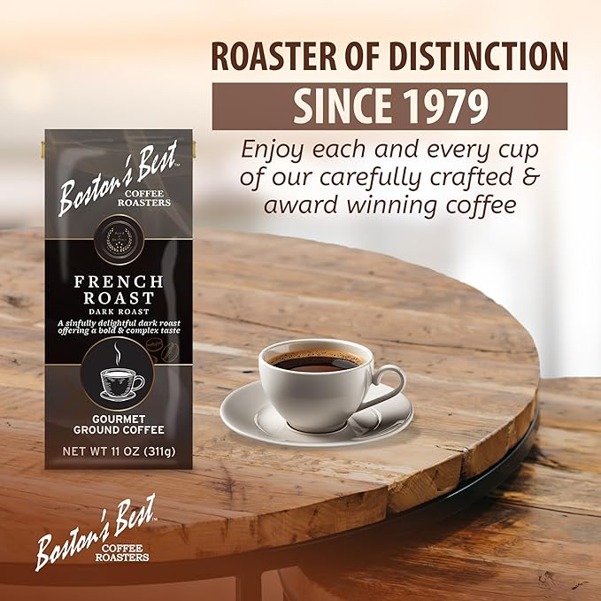Boston’s Best Coffee - Rich & Bold French Roast Gourmet Delicious Dark Roast Premium Ground Coffee, 11 oz. / 311 g Bag