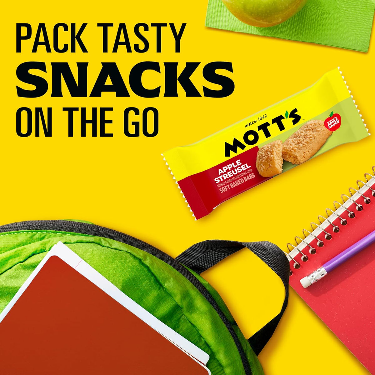 Mott's Soft Baked Bars, Apple Streusel, Made with Applesauce, 6 Ct, 5.76 oz