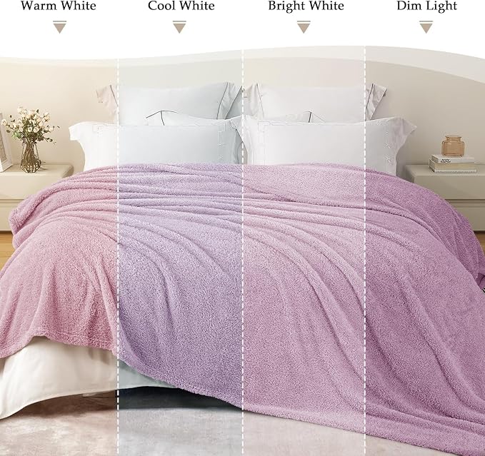 Exclusivo Mezcla Fleece Light Purple Throw Blanket for Couch Sofa, Ultra Soft, Lightweight and Fluffy Blankets for Women, All Season, 50x60 Inches