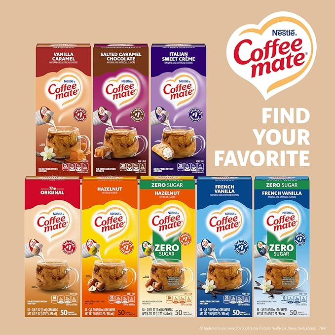 Nestle Coffee mate Coffee Creamer, Original, Liquid Creamer Singles, Non Dairy, No Refrigeration, 0.375 fl oz Tubs (Pack of 200)