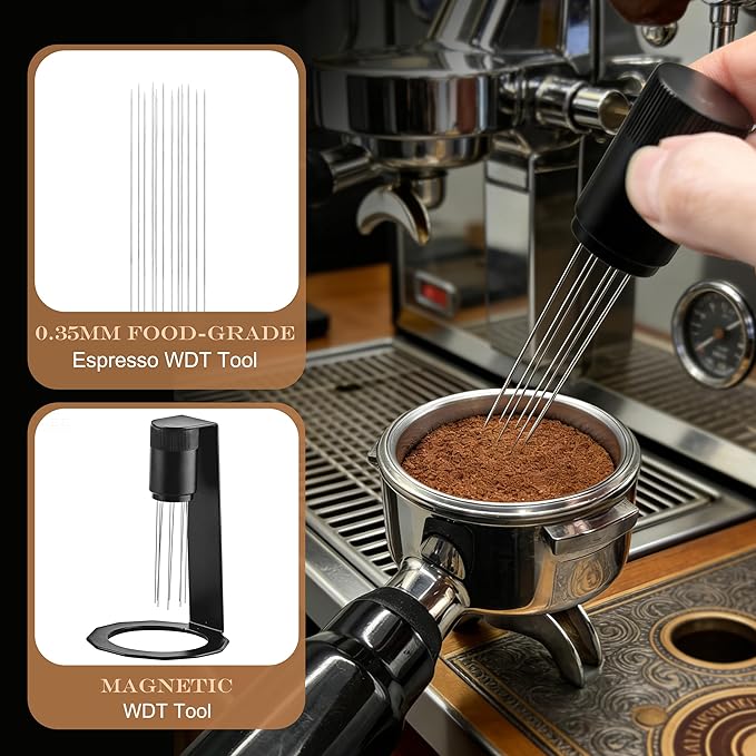 51mm Espresso Accessories Kit, Espresso Coffee Tamper Leveler and Distributor, WDT Tool Espresso and Dosing Funnel Set Fits Delonghi 51mm Espresso Machines and Portafilters