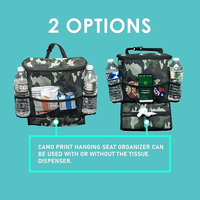 FH Group E-Z Travelâ„¢ Print Car Trunk Organizer with Cooler - Multifunctional Seat Back Storage Bag Dark