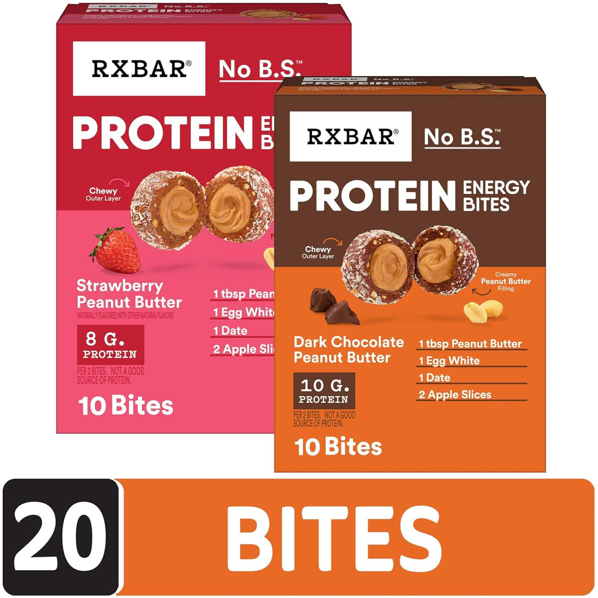 RXBAR Protein Energy Bites, Gluten Free Energy Snacks, Protein Snacks, Variety Pack (20 Bites)