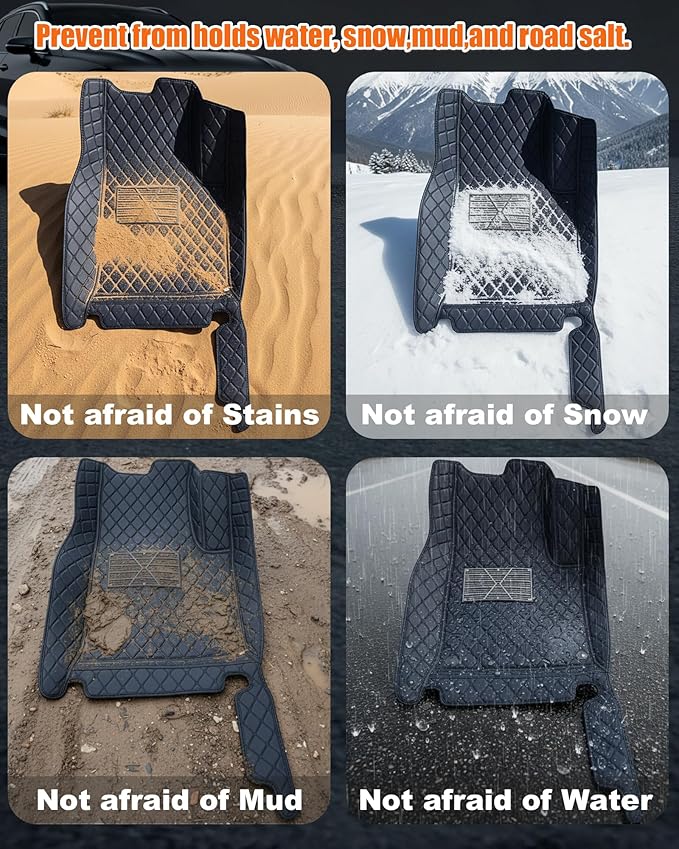 All-Weather car Floor MATS-Suitable for 99% of car Models,Leather car mat, offering Personalized Embroidery and Multiple Color Options,Provide Protection for car Rug (Beige=)