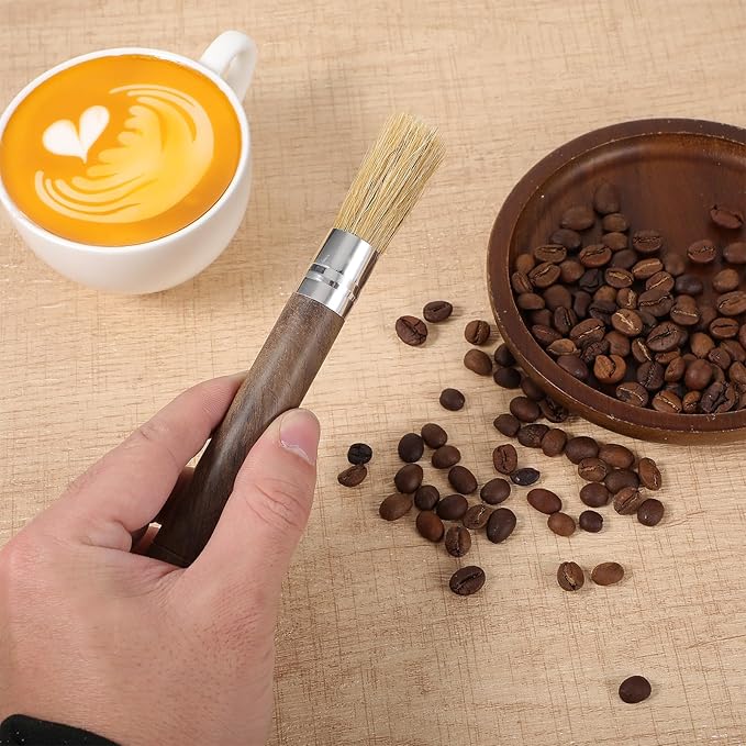 3 PCS Coffee Grinder Brush, Coffee Brush Cleaner Tool with Natural Bristles and Sandalwood Handle for Home Kitchen Barista