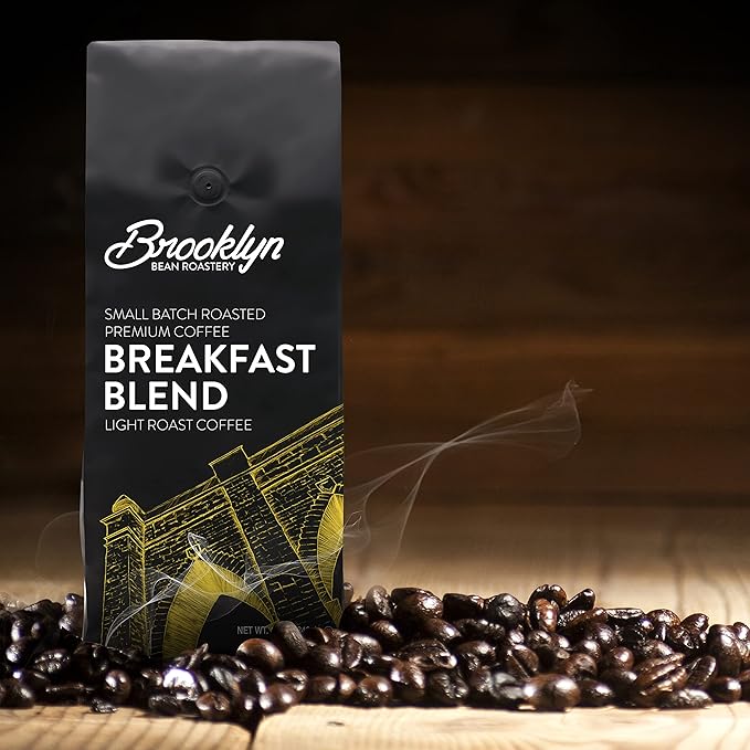 Brooklyn Beans Breakfast Blend 100% Arabica Craft Roasted Ground Coffee, Light Roast, 12 Ounce Bag