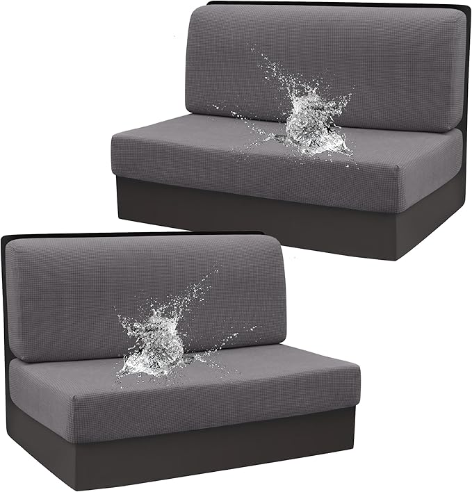 Stretch Rv Dinette Cushion Covers,Rv Couch Covers Dinette Booth Seats with 1 Backrest & 1 Bench Cover,38 in Camper Cushion Covers Dinette Table Slipcover,2 Set-Dark Gray