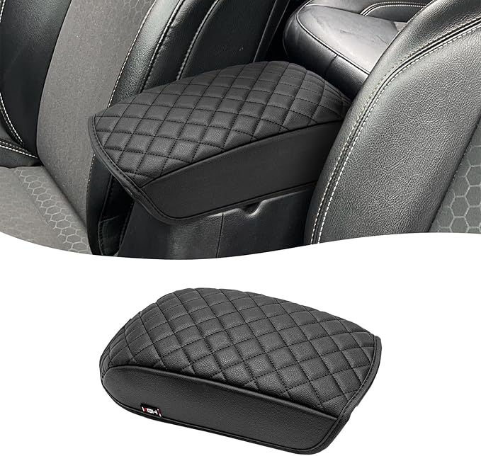 KBH Center Console Armrest Cover for Jeep Compass 2017 2018 2019 2020 2021, Middle Console Lid Covering, Arm Rest Cushion Pad, Vinyl Leather Interior Accessories, Black