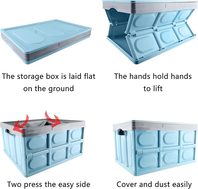 Trunk Organizer for Car,Foldable Car Organizer Back Seat,Tool Storage Organizer for Suv,Car Trunk Organizer and Storage for Sedan (Acrylonitrile Butadiene Styrene-Blue, 16.6 inch*11.3 inch)