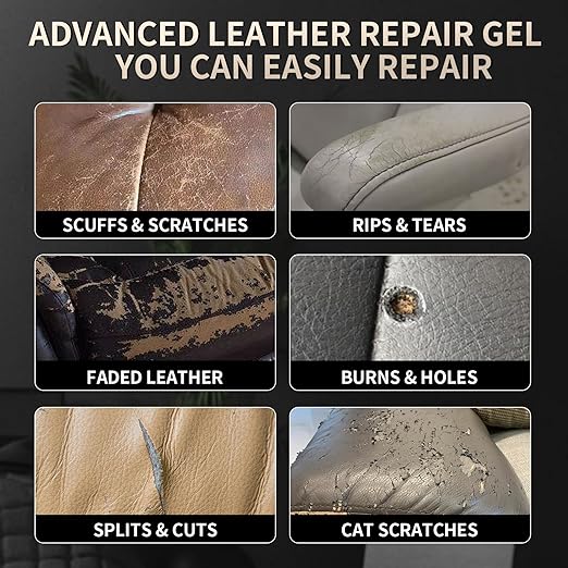 Advanced Leather Repair Gel, 2026 New Leather Repair Kit for Car Seat Vinyl Repair Kit, Professional Leather Repair Coloured Cream Gel, Multifunctional Couch and Jacket Repair Kit (Beige)