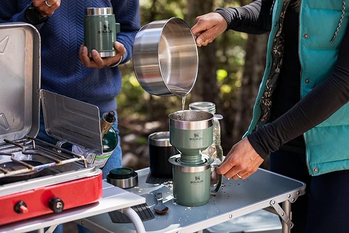 STANLEY Perfect Brew Pour Over Set | 12 oz Camp Mug with Lid Included | Drip Coffee Maker with Reusable Filter | Insulated Stainless Steel | BPA-Free | Black 2.0