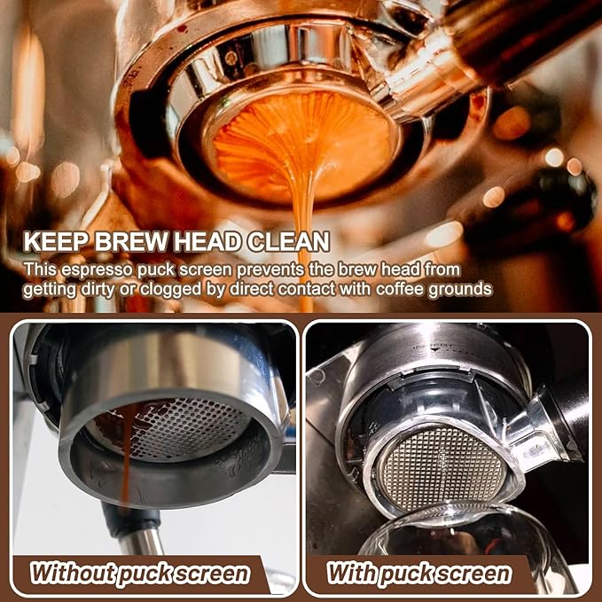 Espresso Puck Screen for 58.5mm or 58mm 2Pcs, 1.7mm Thickness Espresso Filter Screen - 150μm Filter Mesh Made With 316 Stainless Steel, Professional Barista Tool for Espresso Portafilter Filter Basket