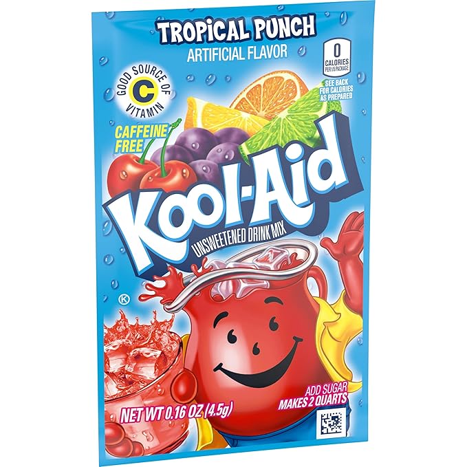 Kool-Aid Unsweetened Caffeine Free Tropical Punch Zero Calories Powdered Drink Mix 192 Count Pitcher Packets