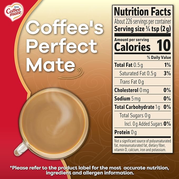 Nestle Coffee Mate Coffee Creamer Original, Jar, Diet type - Kosher, Gluten Free, Pack of 12 (16 Ounce) (11000443)