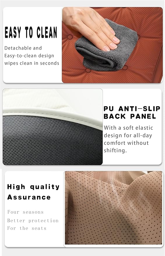 ontto Cooling Car Seat Cushions,Universal Auto Front Bottom Seat Cover for Most Vehicles,PU Leather Seat Protector Refreshing and Non-Slip Seat Pad,Dark Brown(2 PCS)