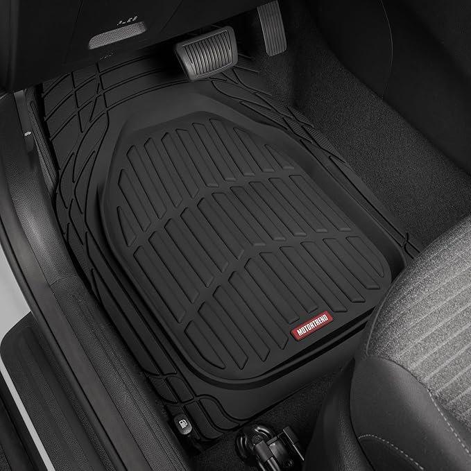 Motor Trend FlexTough™ Contour Heavy Duty Rubber Car Floor Mats with Cargo Liner - All Weather Full Set Front & Rear Floor Mats fits Most Cars Truck SUV, Automotive Floor Mat