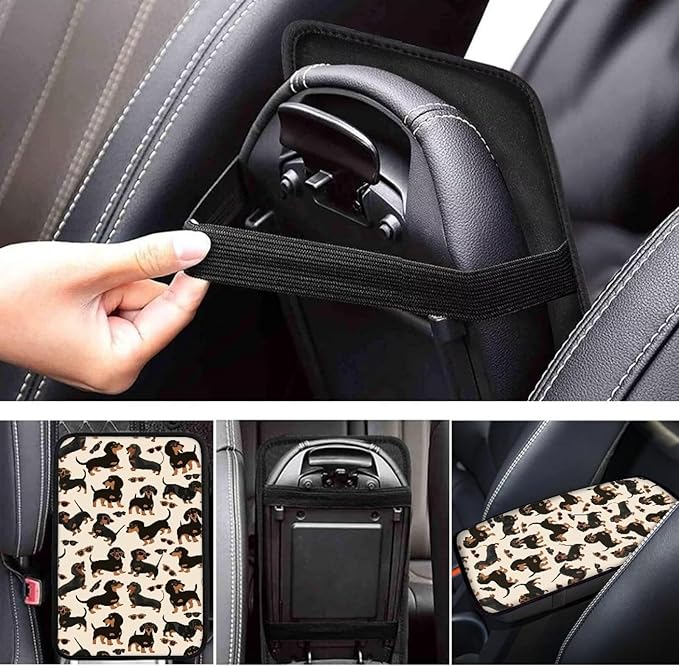 Dachshund Center Console Cover Soft Armrest Console Cover Soft Auto Armrest Console Cover Protect from Pet Claws Universal Fit for Auto Truck Van SUV
