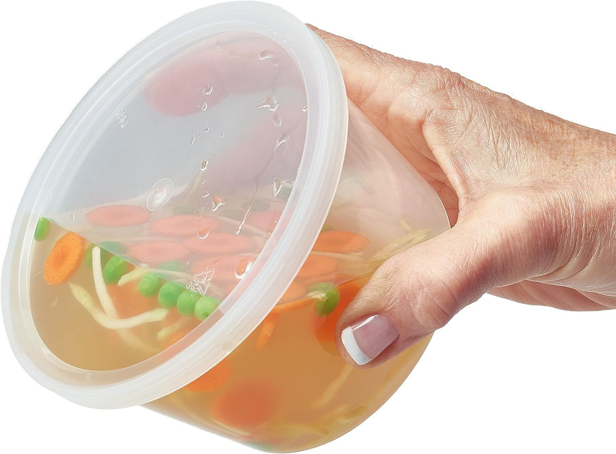 DuraHome Food Storage Containers with Lids 8oz, 16oz, 32oz Freezer Deli Cups Combo Pack, 70 Sets BPA-Free Leakproof Round Clear Takeout Container Meal Prep Microwavable (70 Sets - Mixed sizes)