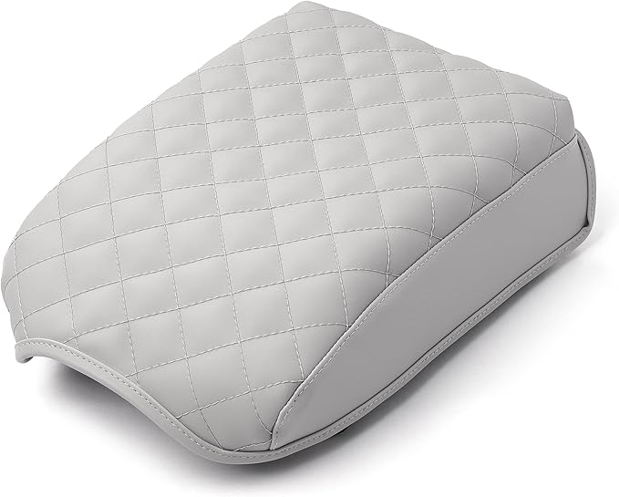 KMMOTORS Telluride Console Cover Armrest Cushion, Vegan Leather, Console lid Protector, Anti-Scratch(Light Gray)