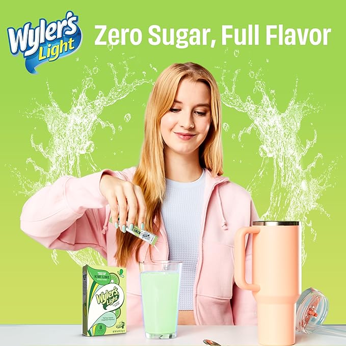 Wyler’s Light Water Flavoring Packets – Tropical Variety 6 Pack, 2 of Each Flavor – Kiwi Lime, Shirley Temple, Rainbow Sherbet – Sugar Free Singles To Go Drink Mix Packets – Flavored Water Enhancers